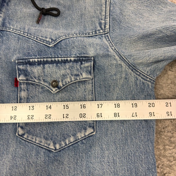 Levis Justin Timberlake Fresh Leaves Denim Western Zip Hooded Shirt Jacket Small - Picture 4 of 8